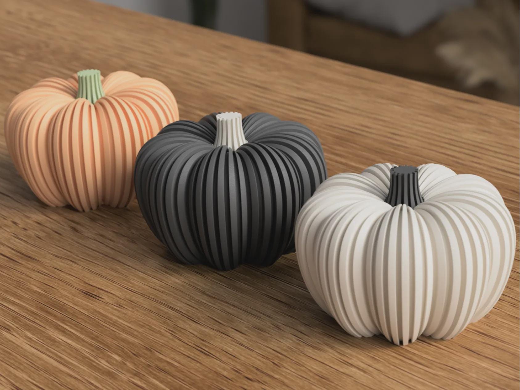 Ribbed Pumpkin Tealight Holder | Modern Halloween LED Lantern | Minimalist Fall Decor | 3D Printed